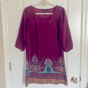 BeBop Paisley Pattern Fall 3/4 Sleeve Midi Dress